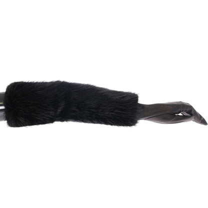 Dolce & Gabbana Black Beaver Fur Lambskin Leather Elbow Gloves Dolce & Gabbana