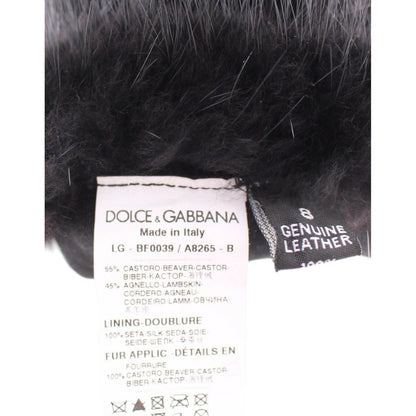 Dolce & Gabbana Black Beaver Fur Lambskin Leather Elbow Gloves Dolce & Gabbana