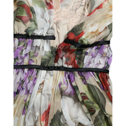 Dolce & Gabbana Beige Floral Sleeveless A-line Mini Dress
