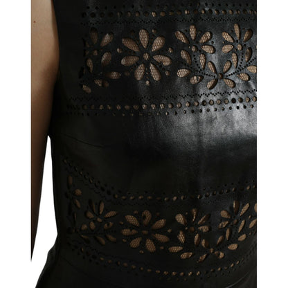 Valentino Shiny Black Nylon Cut Out A-line Mini Dress