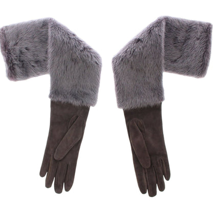 Dolce & Gabbana Gray Mink Fur Lambskin Suede Leather Gloves Dolce & Gabbana