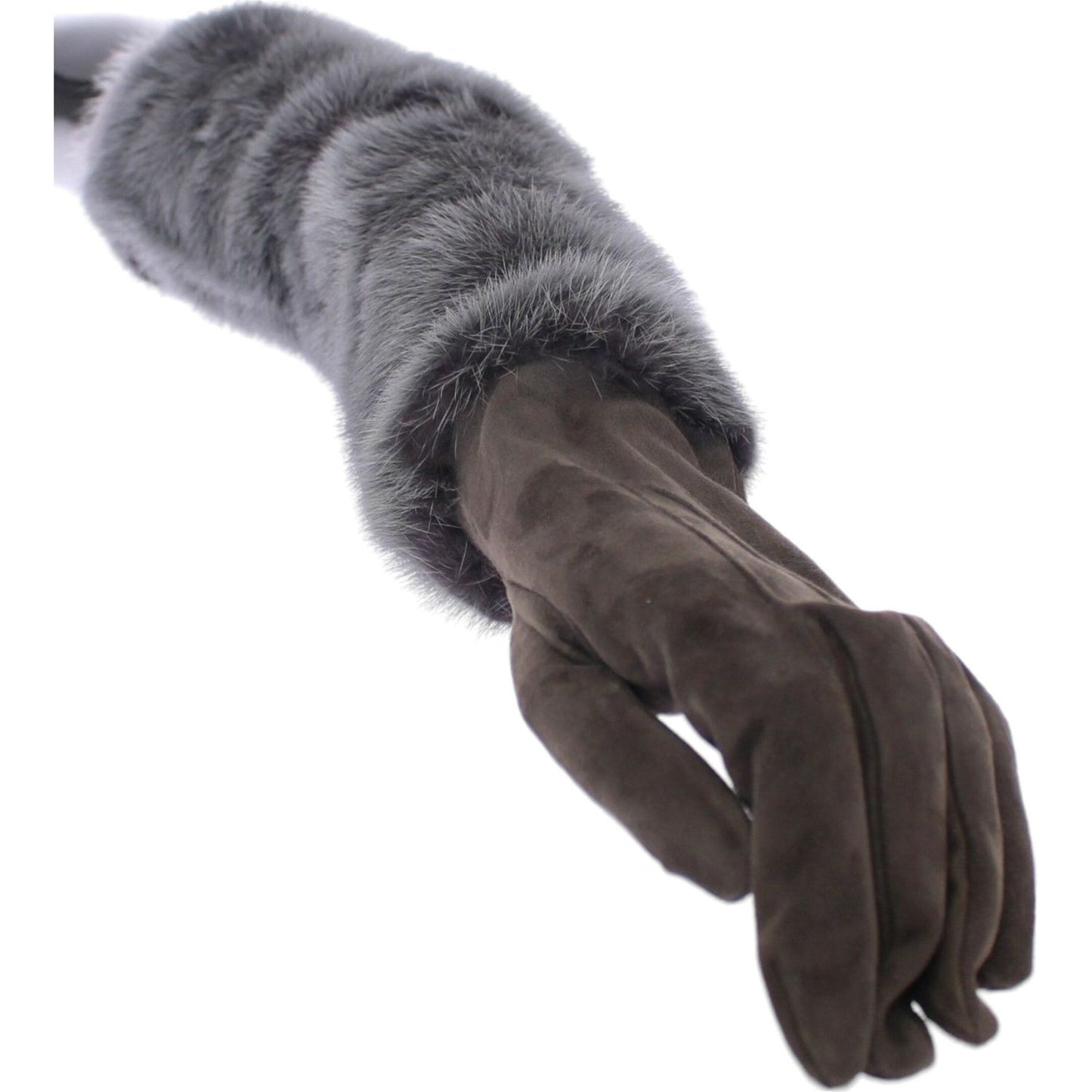 Dolce & Gabbana Gray Mink Fur Lambskin Suede Leather Gloves Dolce & Gabbana