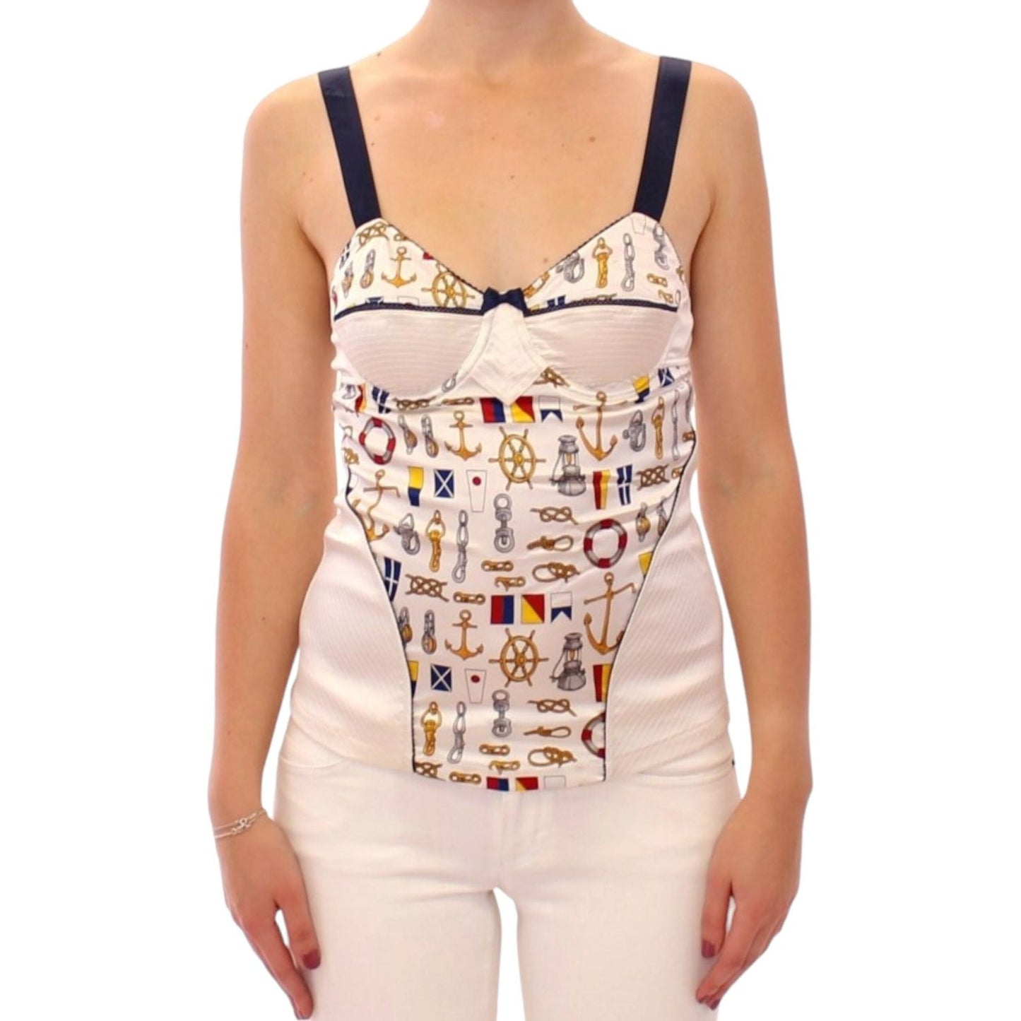 Dolce & Gabbana White sailor motive tank top Dolce & Gabbana