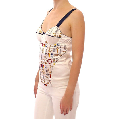 Dolce & Gabbana White sailor motive tank top Dolce & Gabbana
