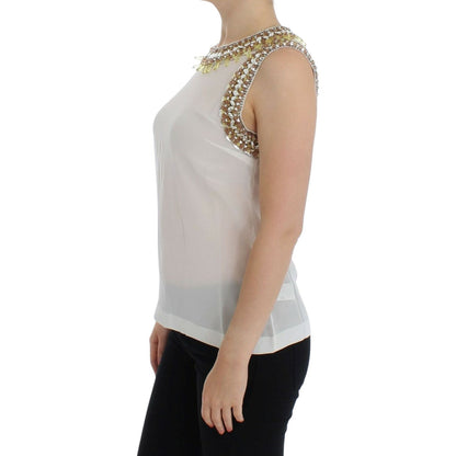 Dolce & Gabbana White crystal embellished tank top Dolce & Gabbana