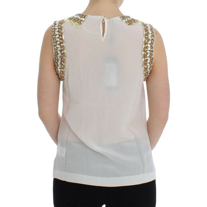 Dolce & Gabbana White crystal embellished tank top Dolce & Gabbana