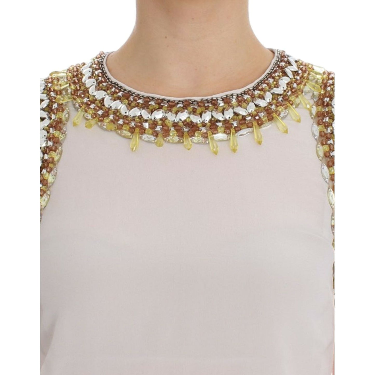Dolce & Gabbana White crystal embellished tank top Dolce & Gabbana