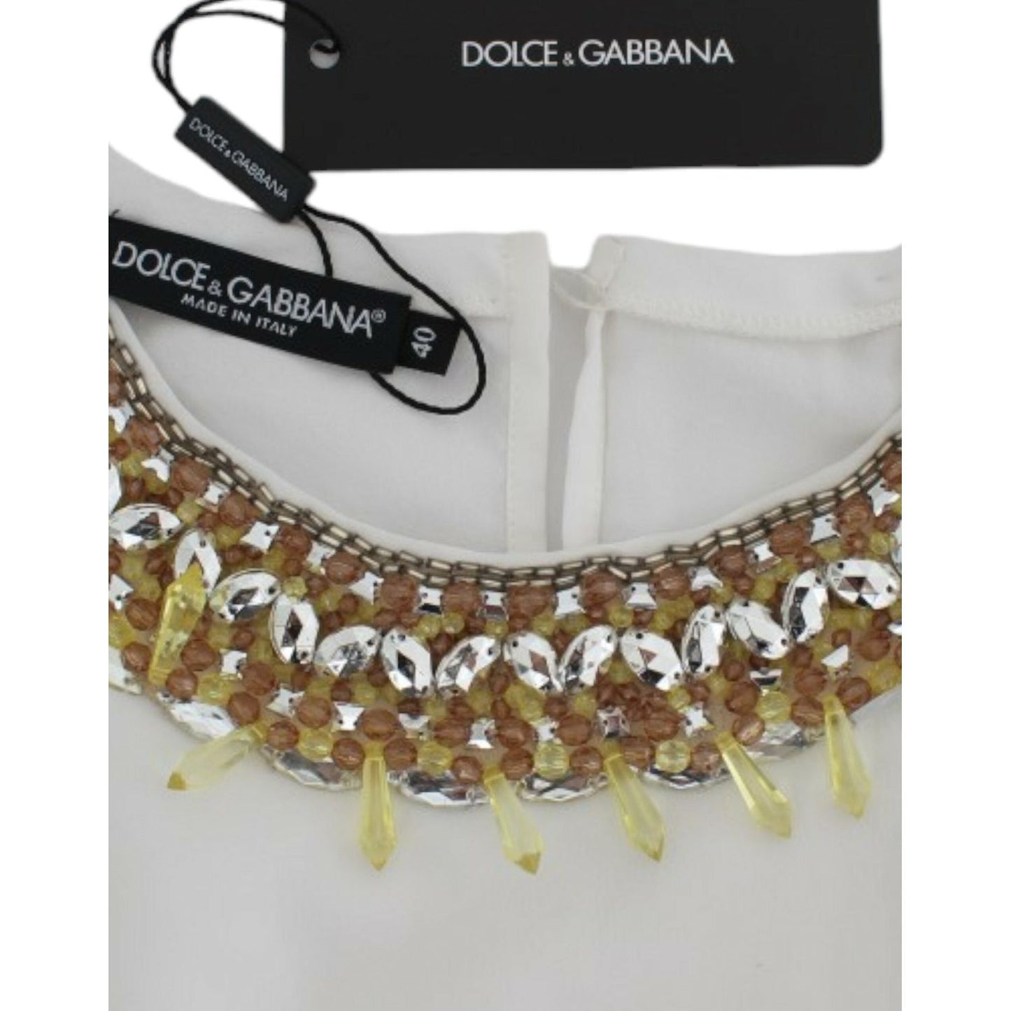 Dolce & Gabbana White crystal embellished tank top Dolce & Gabbana