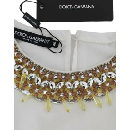 Dolce & Gabbana White crystal embellished tank top Dolce & Gabbana