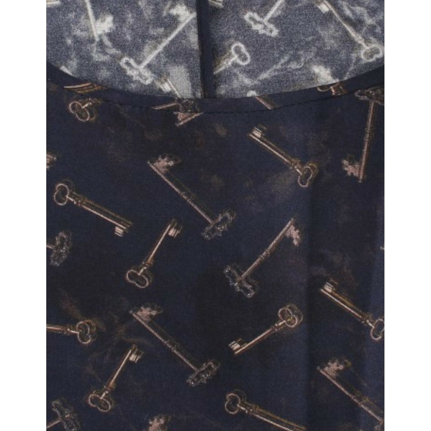 Dolce & Gabbana Blue gold key print silk blouse Dolce & Gabbana