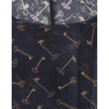Dolce & Gabbana Blue gold key print silk blouse Dolce & Gabbana
