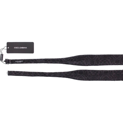Dolce & Gabbana Gray Black Wool Silk Bow Tie