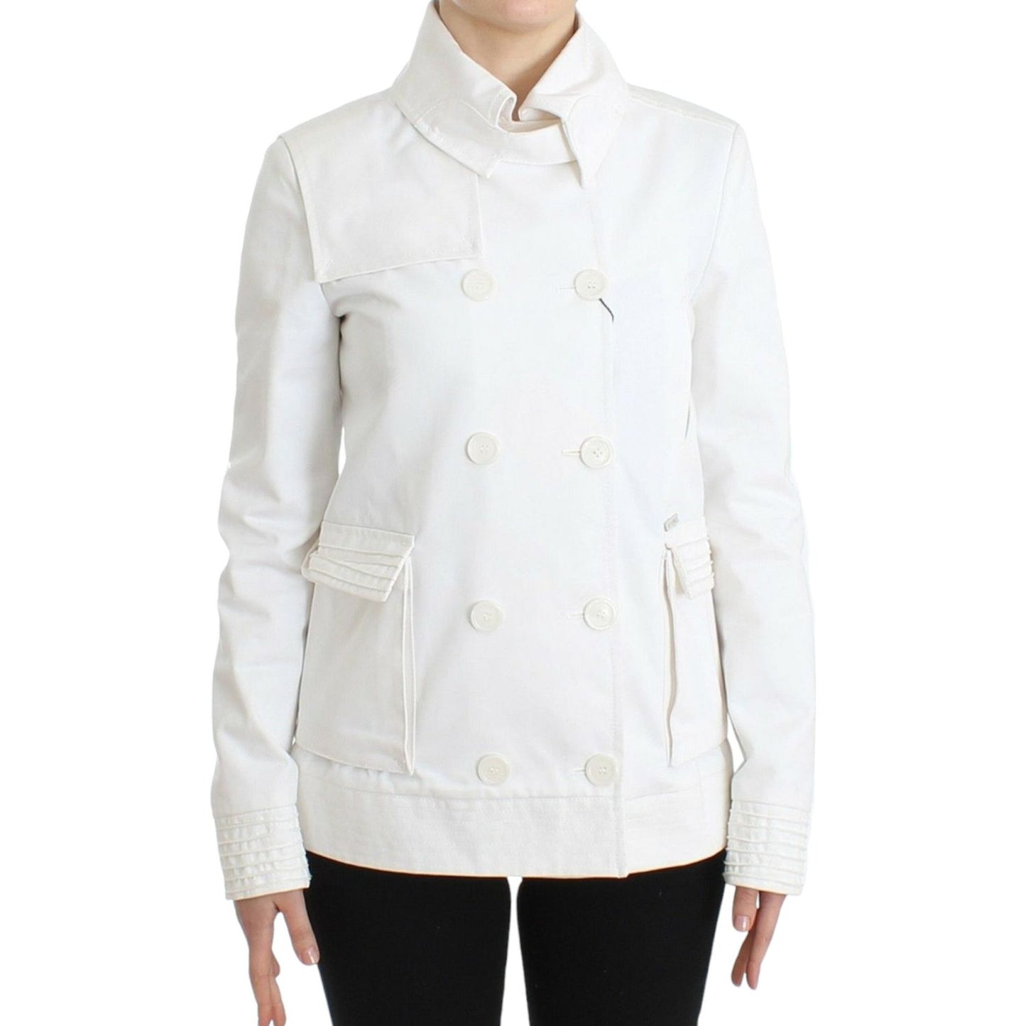 GF Ferre White Double Breasted Jacket Coat Blazer GF Ferre
