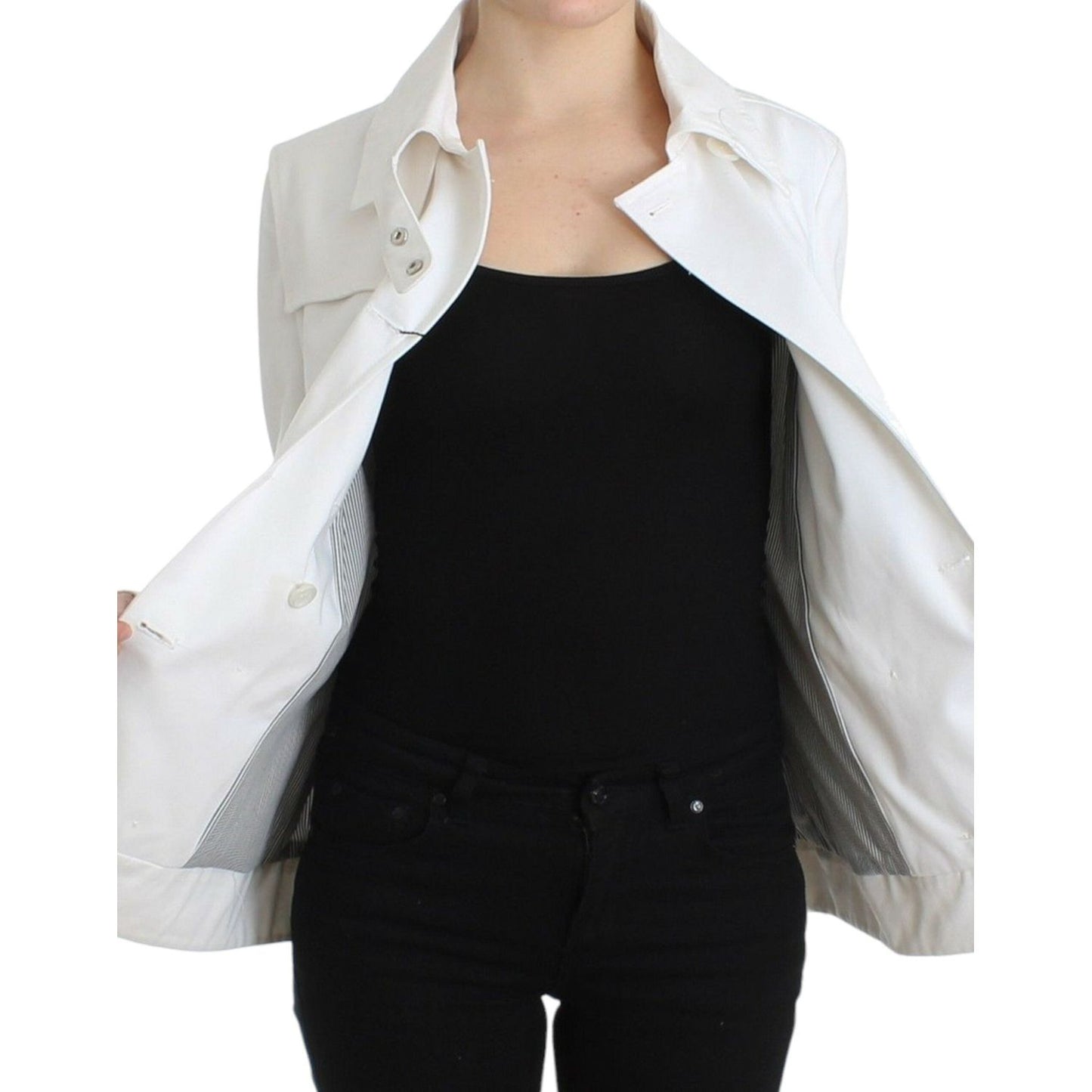 GF Ferre White Double Breasted Jacket Coat Blazer GF Ferre