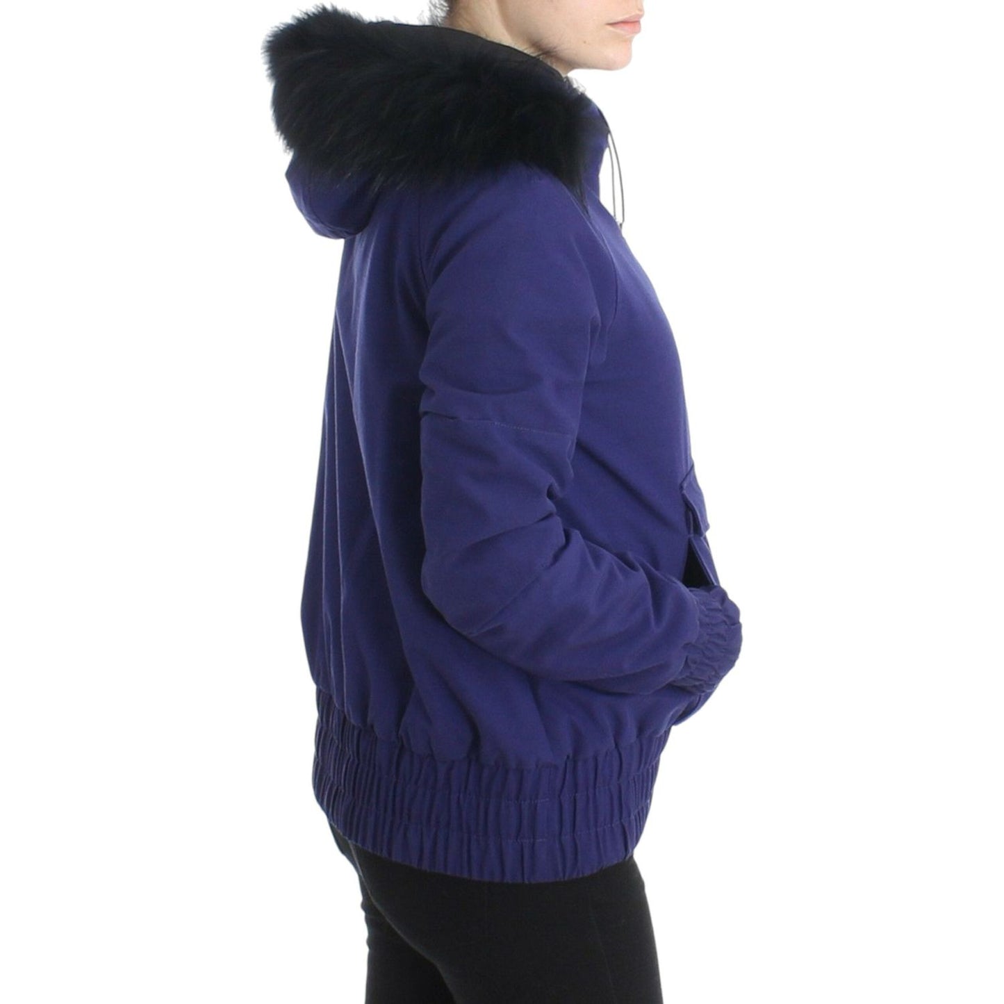 GF Ferre Blue Padded Jacket Hooded Short K-Way GF Ferre
