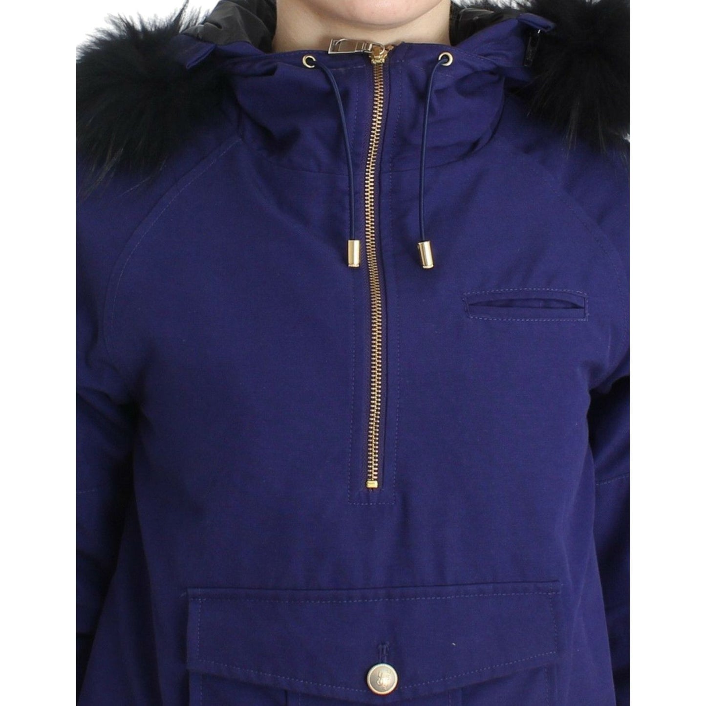 GF Ferre Blue Padded Jacket Hooded Short K-Way GF Ferre