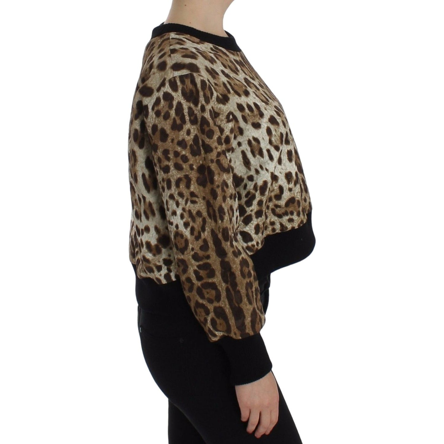 Dolce & Gabbana Leopard Print Crewneck Short Sweater Dolce & Gabbana