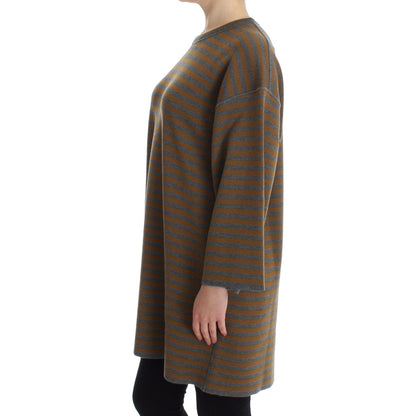 Dolce & Gabbana Oversized Gray Yellow Striped Sweater Top Dolce & Gabbana