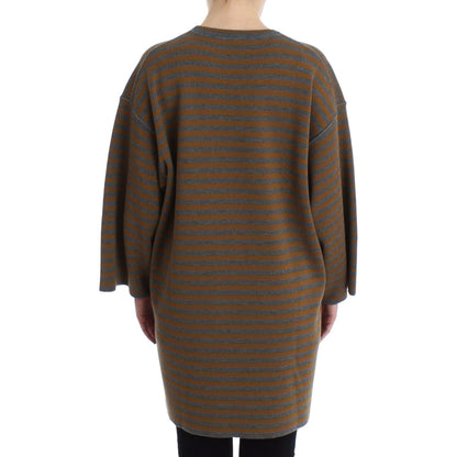 Dolce & Gabbana Oversized Gray Yellow Striped Sweater Top Dolce & Gabbana