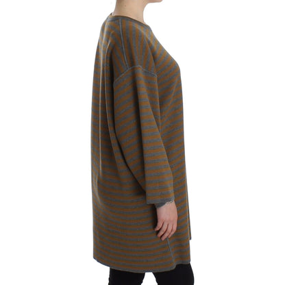 Dolce & Gabbana Oversized Gray Yellow Striped Sweater Top Dolce & Gabbana