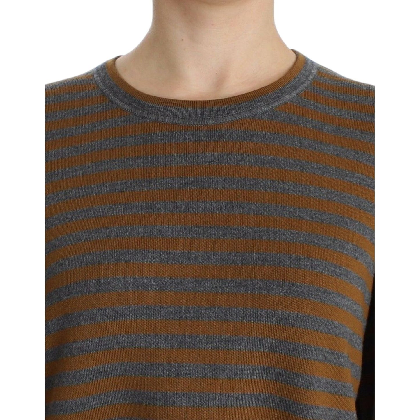 Dolce & Gabbana Oversized Gray Yellow Striped Sweater Top Dolce & Gabbana