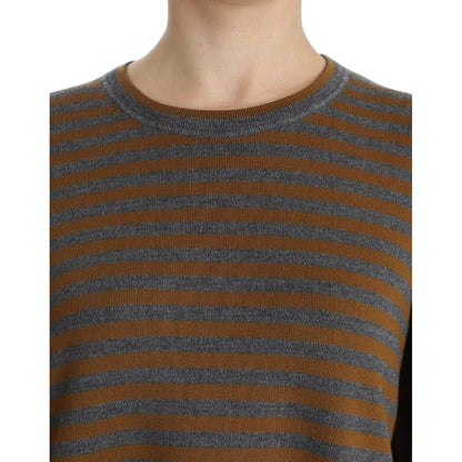 Dolce & Gabbana Oversized Gray Yellow Striped Sweater Top Dolce & Gabbana
