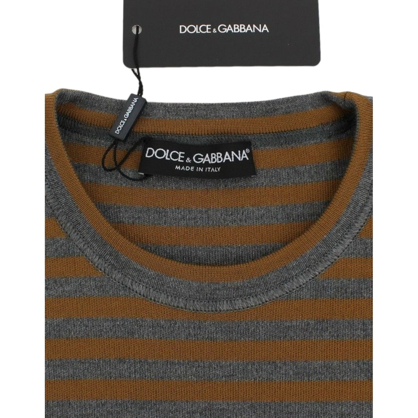 Dolce & Gabbana Oversized Gray Yellow Striped Sweater Top Dolce & Gabbana