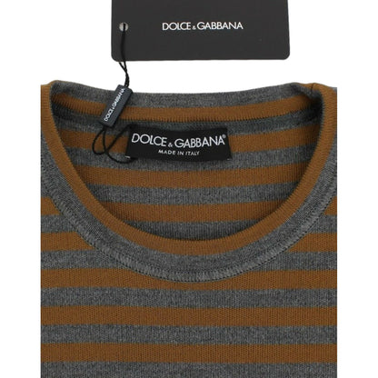 Dolce & Gabbana Oversized Gray Yellow Striped Sweater Top Dolce & Gabbana