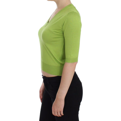Dolce & Gabbana Green Wool V-neck Pullover Sweater Top Dolce & Gabbana