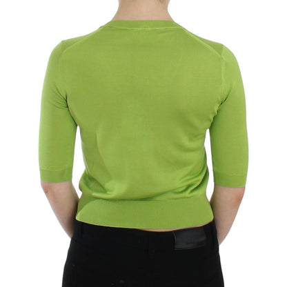 Dolce & Gabbana Green Wool V-neck Pullover Sweater Top Dolce & Gabbana