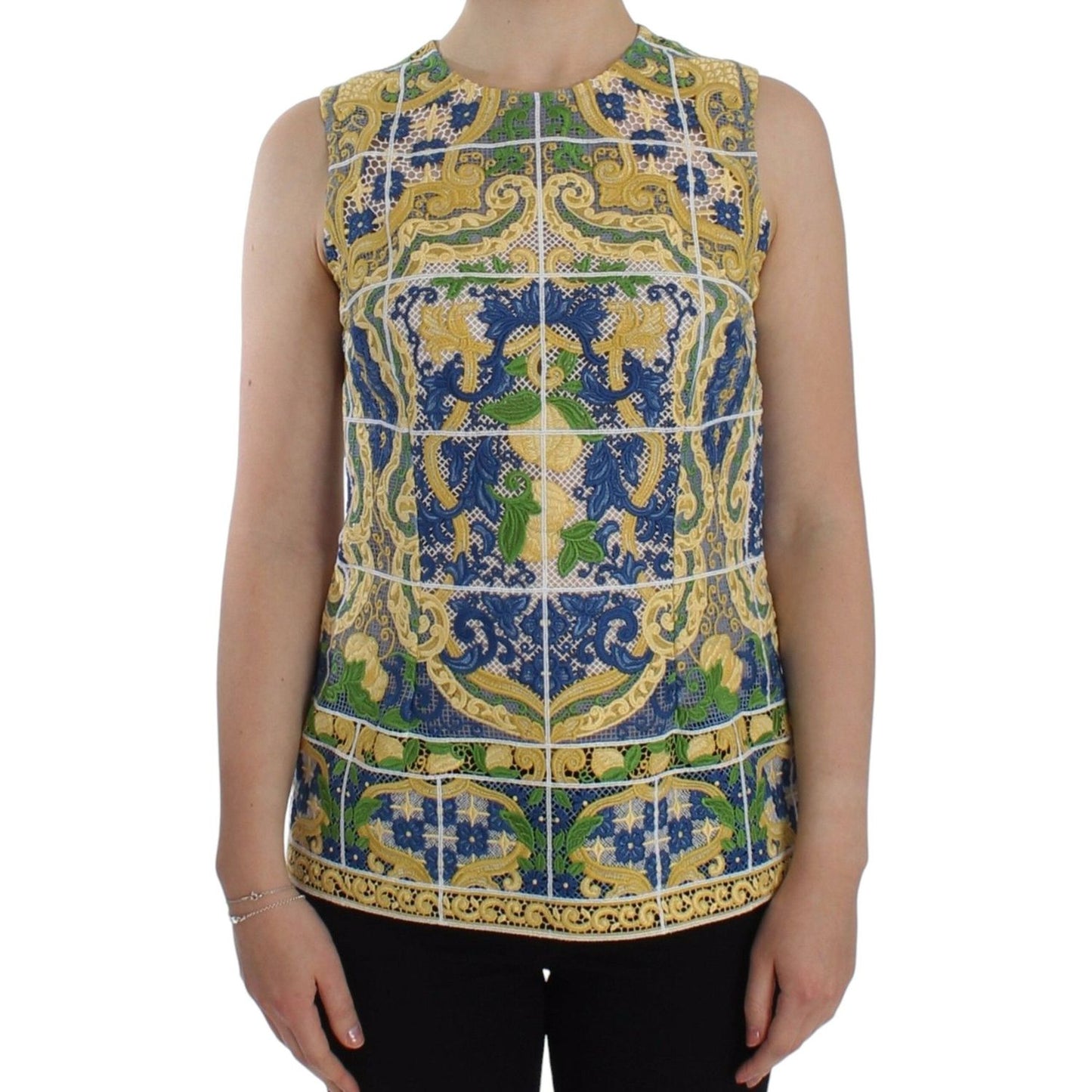 Dolce & Gabbana Majolica Embroidered Sleeveless Elegance Dolce & Gabbana