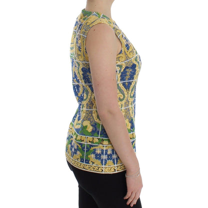 Dolce & Gabbana Multicolor Majolica Embroidered Sweater Dolce & Gabbana