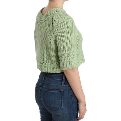 Ermanno Scervino Green Cropped Knit Sweater Knitted Jumper Ermanno Scervino