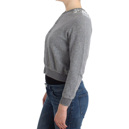 Ermanno Scervino Lingerie Gray Lace Sweater Cardigan Top Ermanno Scervino