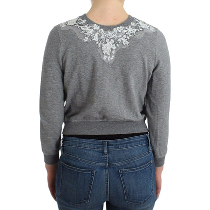 Ermanno Scervino Lingerie Gray Lace Sweater Cardigan Top Ermanno Scervino
