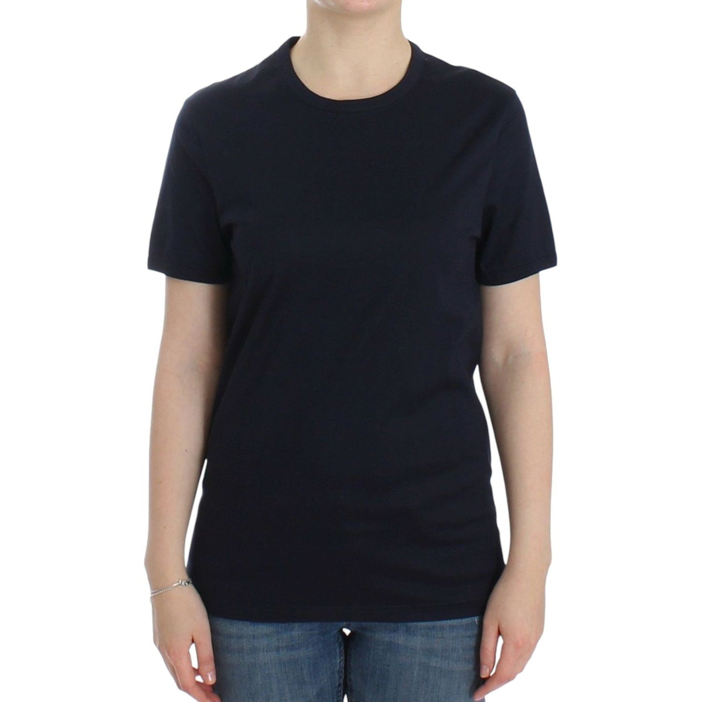 Ermanno Scervino Lingerie Blue Crewneck Cotton Logo T-shirt Ermanno Scervino