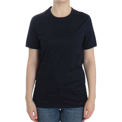 Ermanno Scervino Lingerie Blue Crewneck Cotton Logo T-shirt Ermanno Scervino