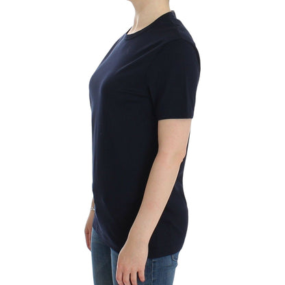 Ermanno Scervino Lingerie Blue Crewneck Cotton Logo T-shirt Ermanno Scervino