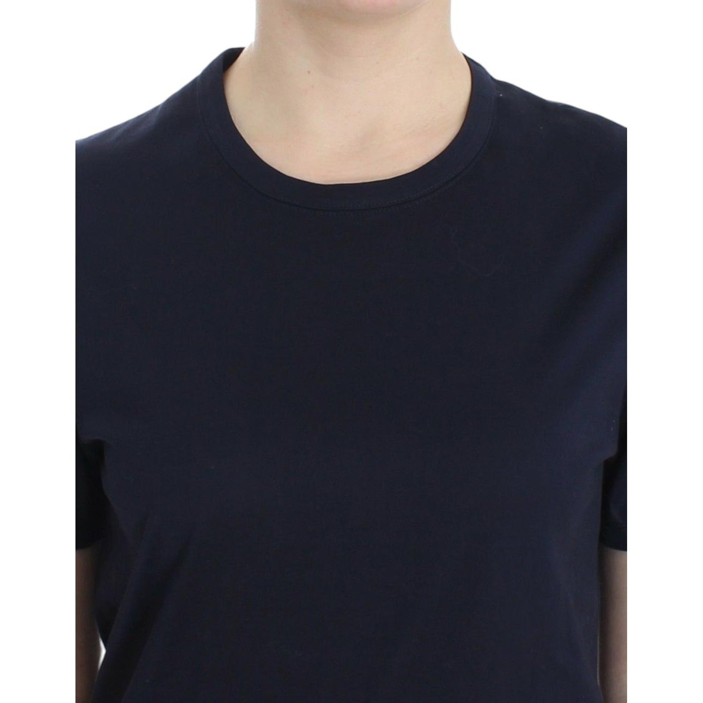 Ermanno Scervino Lingerie Blue Crewneck Cotton Logo T-shirt Ermanno Scervino