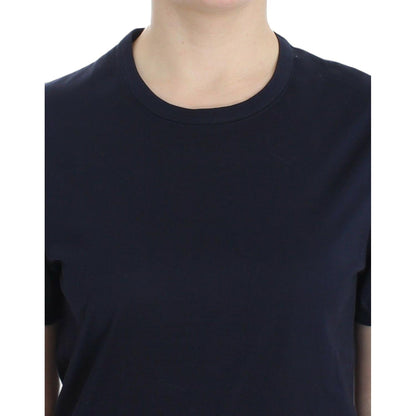 Ermanno Scervino Lingerie Blue Crewneck Cotton Logo T-shirt Ermanno Scervino