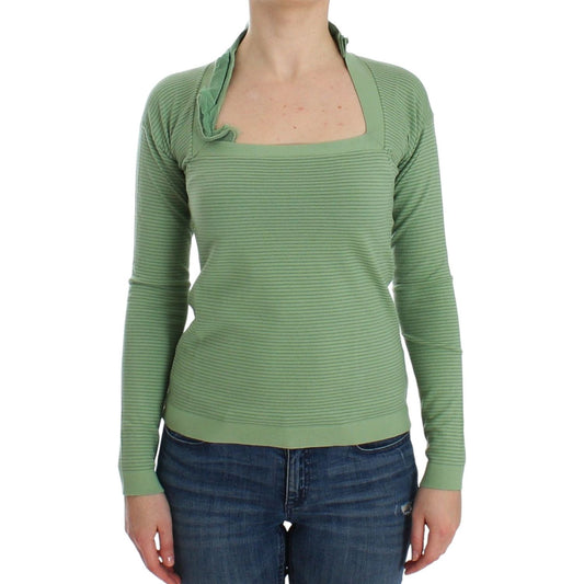 Ermanno Scervino Green Wool Blend Striped Long Sleeve Sweater Ermanno Scervino