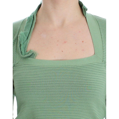 Ermanno Scervino Green Wool Blend Striped Long Sleeve Sweater Ermanno Scervino