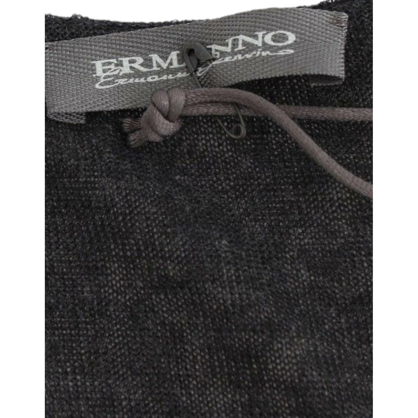 Ermanno Scervino Deep V-neck Black Wool Blend Sweater Ermanno Scervino