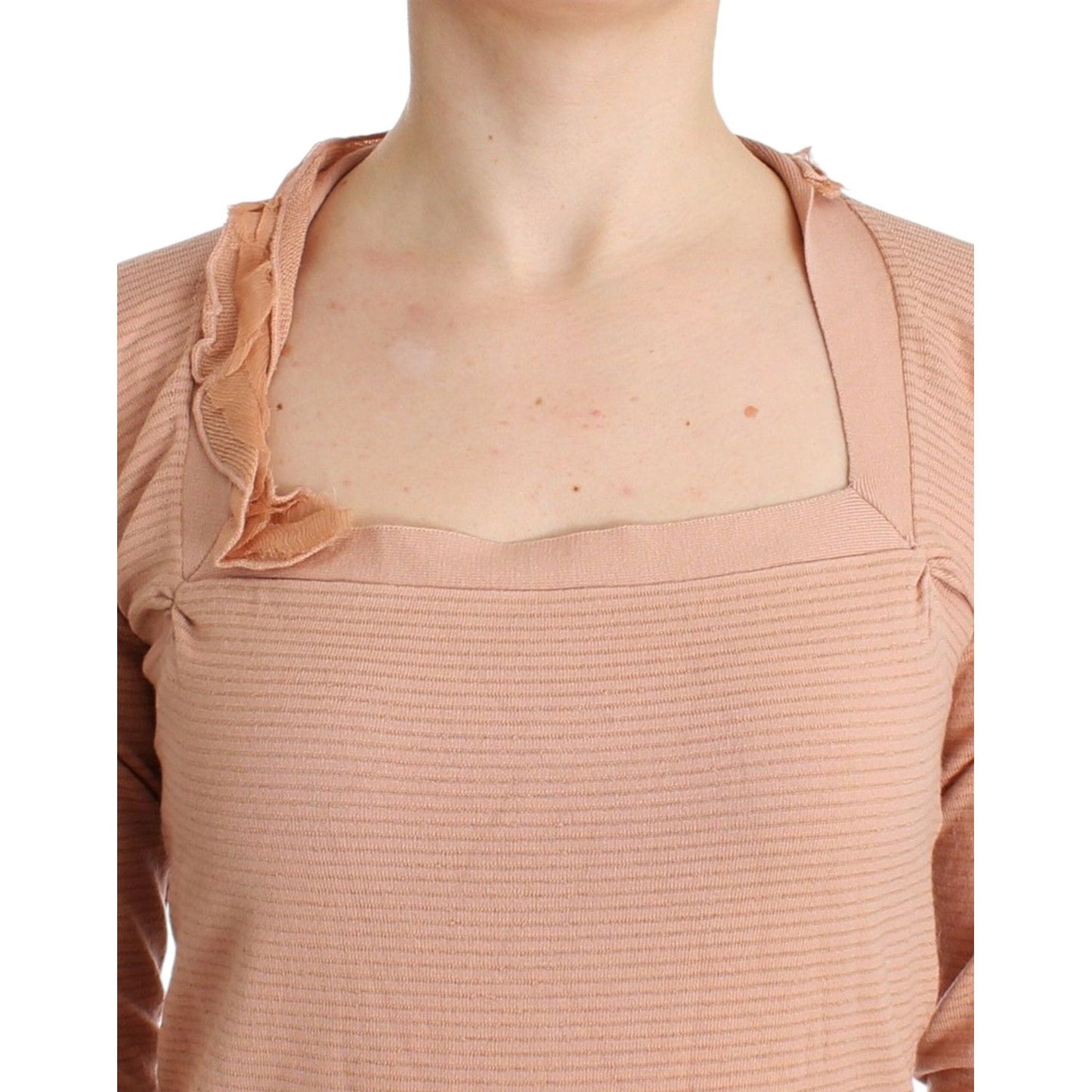 Ermanno Scervino Orange Wool Blend Striped Long Sleeve Top Ermanno Scervino