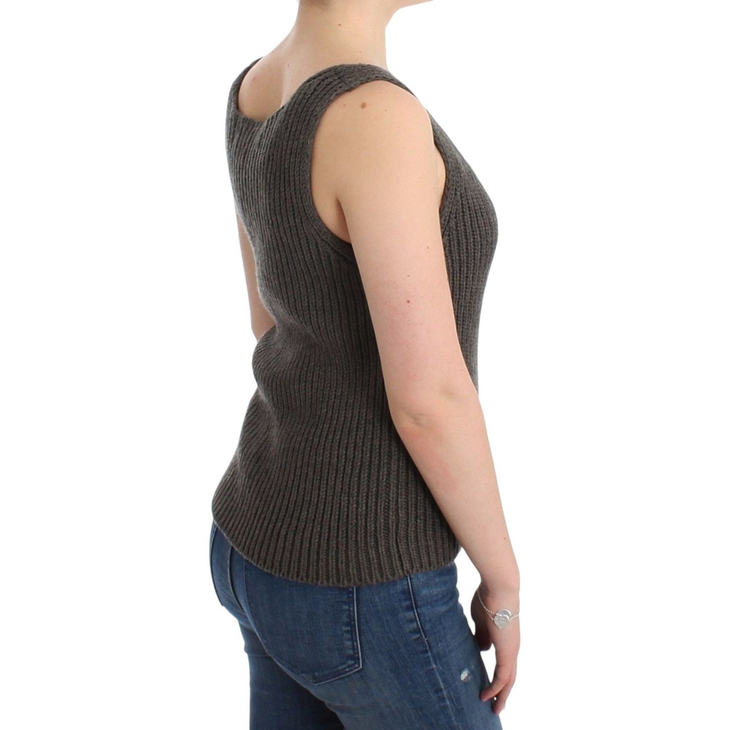 Ermanno Scervino Gray Knit Top Knitted Sweater Merino Wool Ermanno Scervino