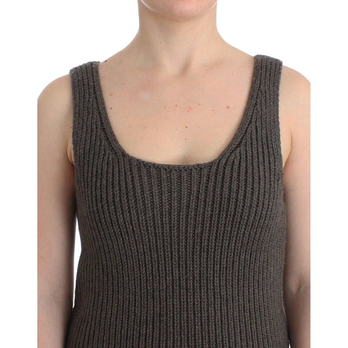 Ermanno Scervino Gray Knit Top Knitted Sweater Merino Wool Ermanno Scervino