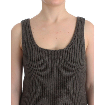 Ermanno Scervino Gray Knit Top Knitted Sweater Merino Wool Ermanno Scervino