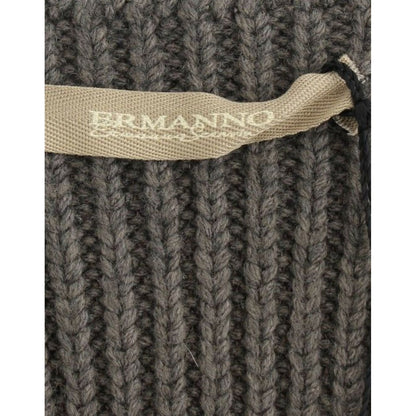 Ermanno Scervino Gray Knit Top Knitted Sweater Merino Wool Ermanno Scervino