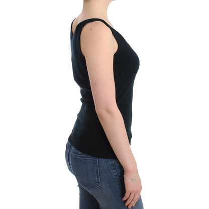 Ermanno Scervino Black Knit Top Knitted Sweater 100% Cashmere Ermanno Scervino