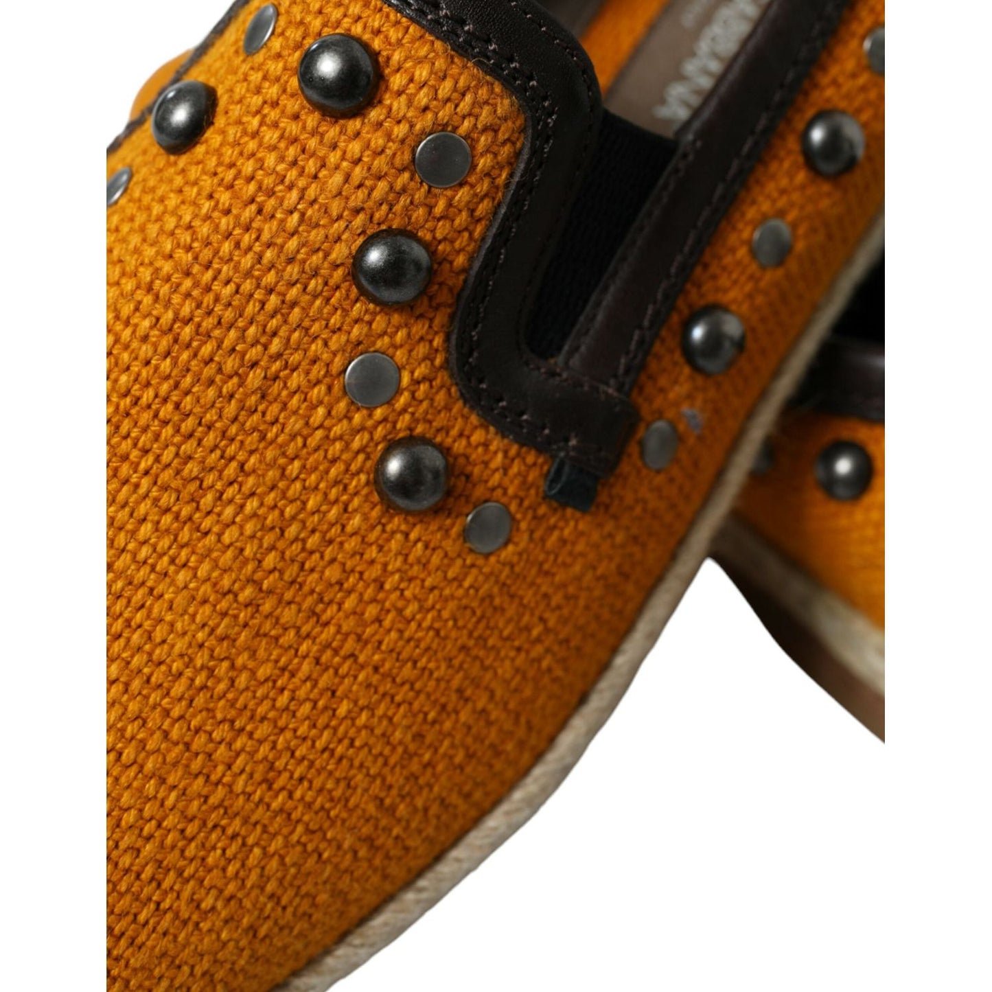 Dolce & Gabbana Exclusive Orange Canvas Loafers with Studs Dolce & Gabbana